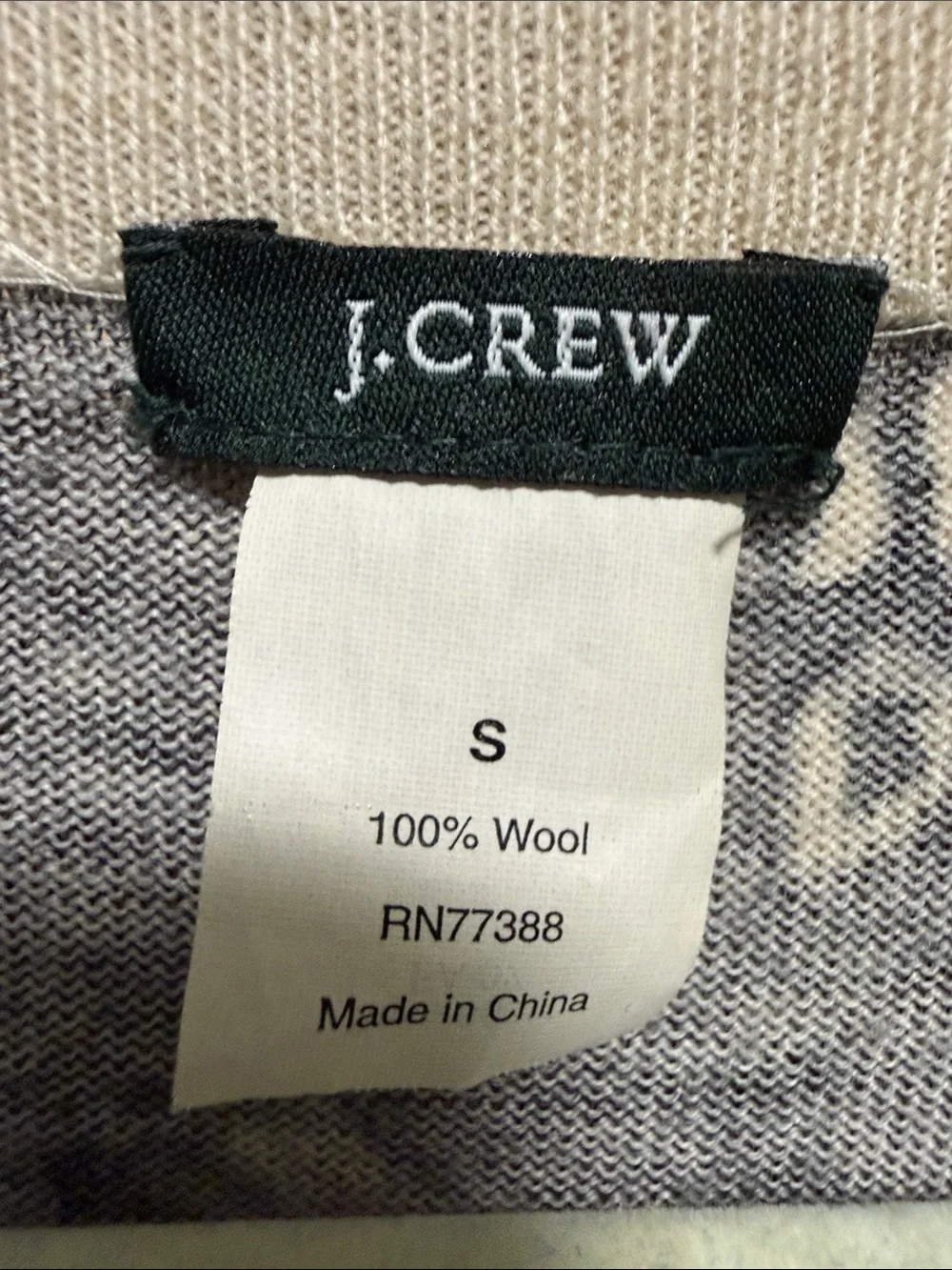 J. Crew Black and Gray Floral on Cream Base 100% Wool Button-Down Cardigan